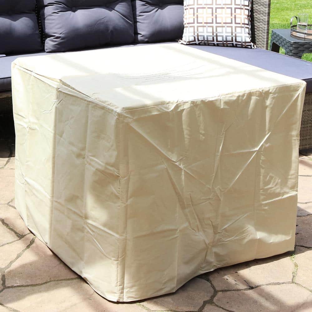 30-Inch Square Black and Gray Stone Propane Fire Pit Table