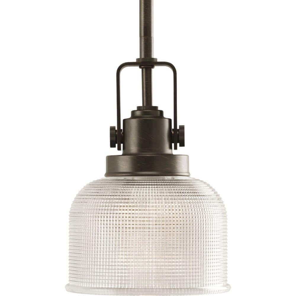 Archie Collection 1-Light Venetian Bronze Mini Pendant with Clear Prismatic