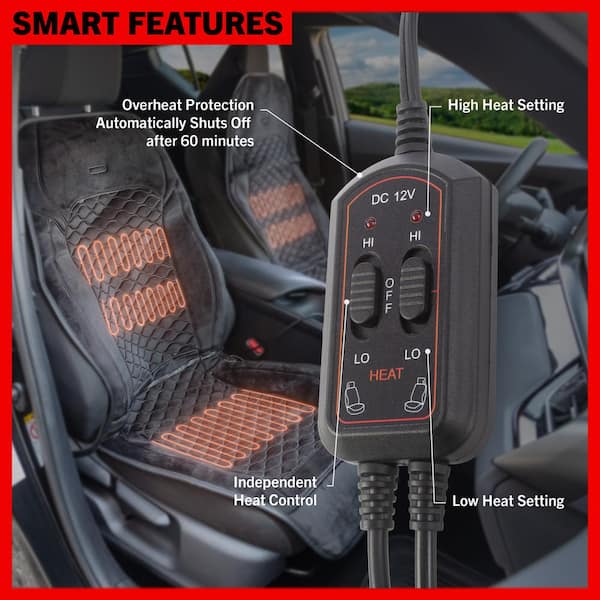 Heated Seat Cushions 12-Volt Winter Car Seat Heating Pads Warmer Protector  - Black / 1 PC Front