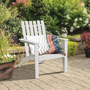 White Wood Adirondack Chair Lounge Armrest Garden Deck