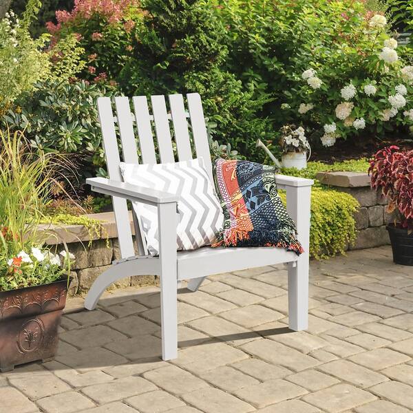 Patio Adirondack Chair Solid Wood w/Armrest Outdoor Garden Deck Furniture Grey 