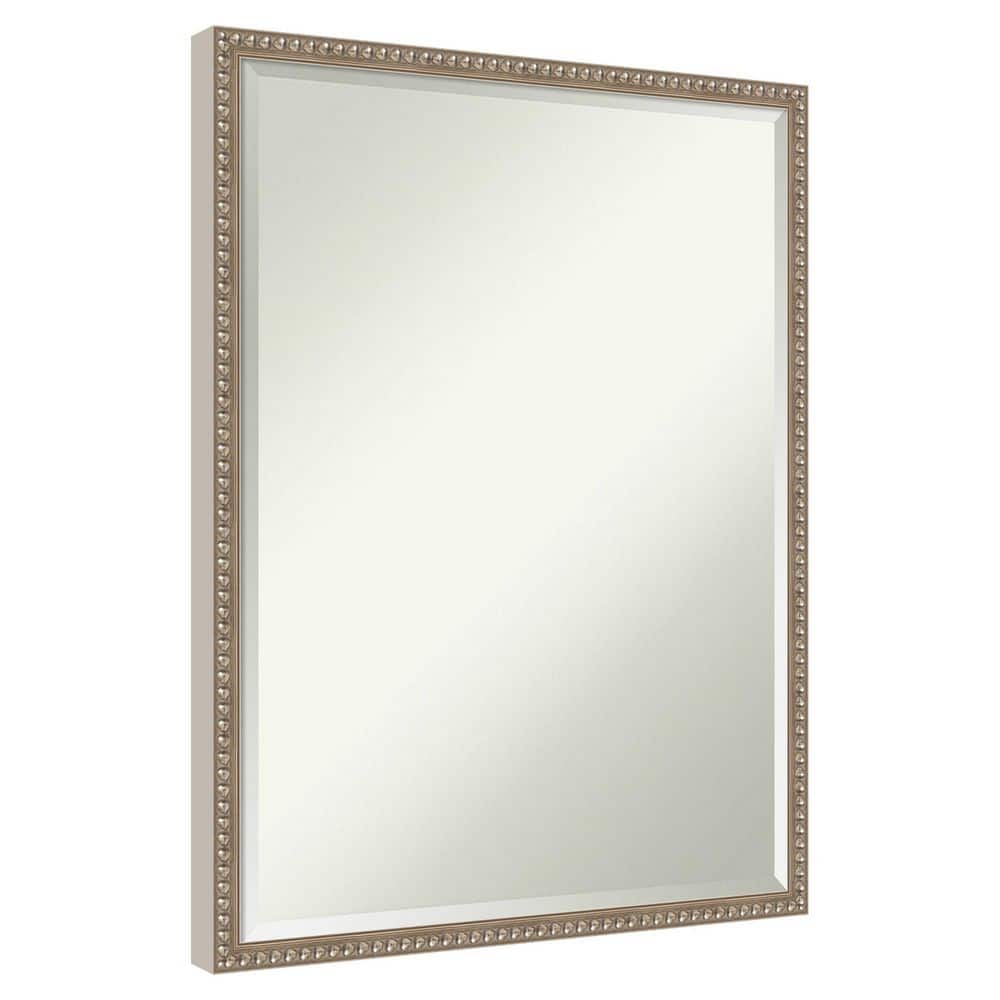 Bradford Bead Silver 19.25 in. x 25.25 in. Petite Bevel Traditional Rectangle Wood Framed Bathroom Wall Mirror price history on PriceWatchPro