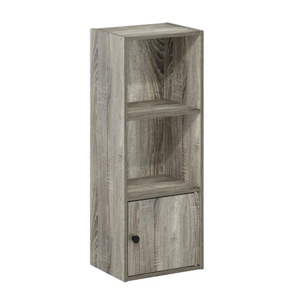 Furinno Luder 12 in. W French Oak 2-Shelf Bookcase with 1-Door