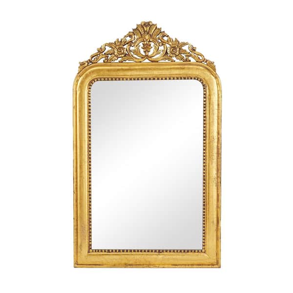 Litton Lane 60 in. x 36 in. Intricately Carved Acanthus Rectangle Framed Gold Floral Wall Mirror