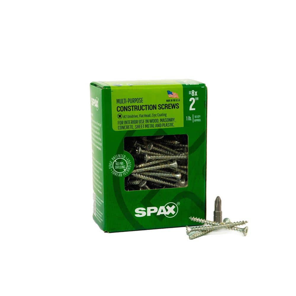 SPAX 8 x 2 in. Interior Flat Head Wood Screws Construction Phillips Square Unidrive (161 Each
