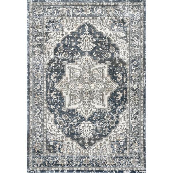nuLOOM Darcie Traditional Medallion Blue 8 ft. x 10 ft. Indoor Area Rug