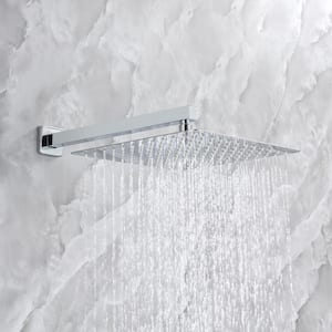 Mondawell Square 1-Spray Patterns 10 in. Wall Mount Rain Dual Shower Heads with Handheld and Valve in Chrome