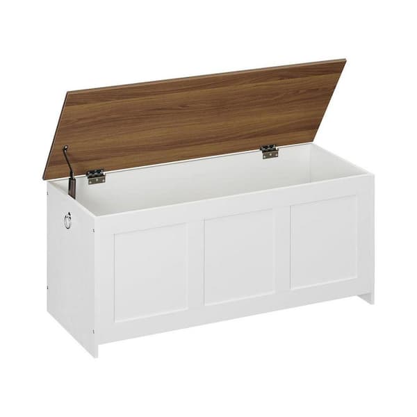 Storage Bench Series 16. in W x 39in. D x 16in. H White and Walnut