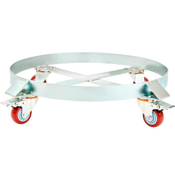 2-piece 55 Gal. Heavy Duty Drum Dolly, 1000 lbs. Load Capacity, Barrel Cart with Steel Frame, 4 Swivel Casters