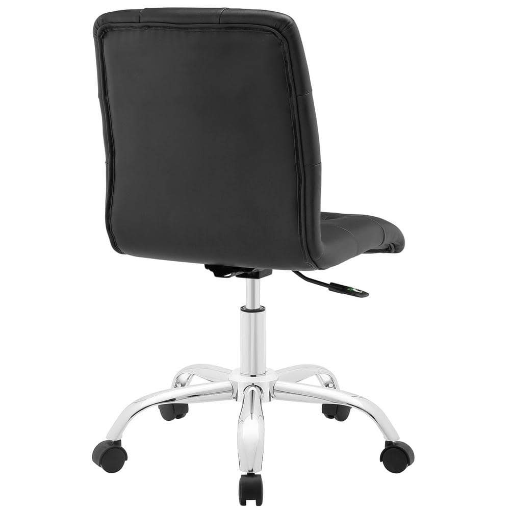 Elegant Finesse Armless Leather Drafting Chair in Black