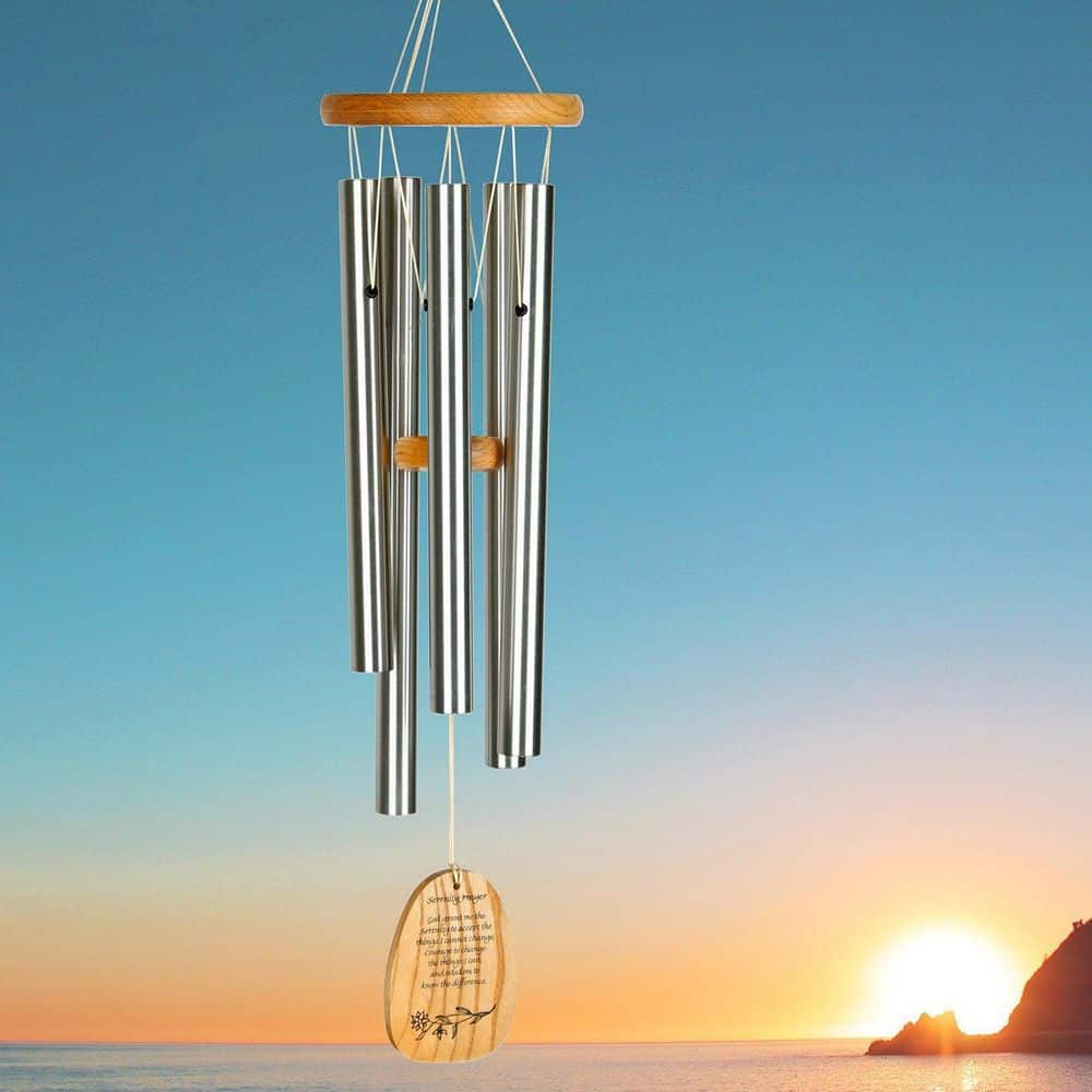 Serenity Prayer 22'' Silver and Wood Wind Chime
