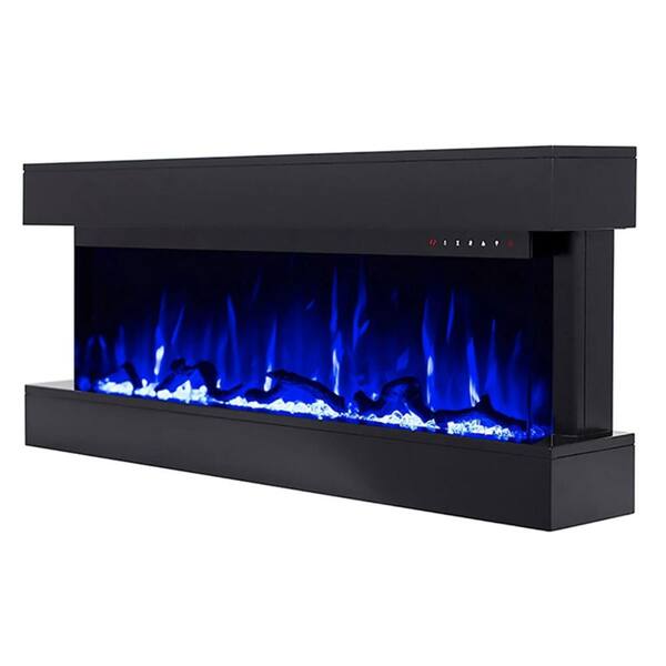 Chesmont 50 in. 3-Sided Wall Mount Electric Fireplace in Black with LED Flame