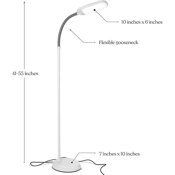 White Led Floor Lamp, Led Gooseneck Floor Lamp With Adjustable Height