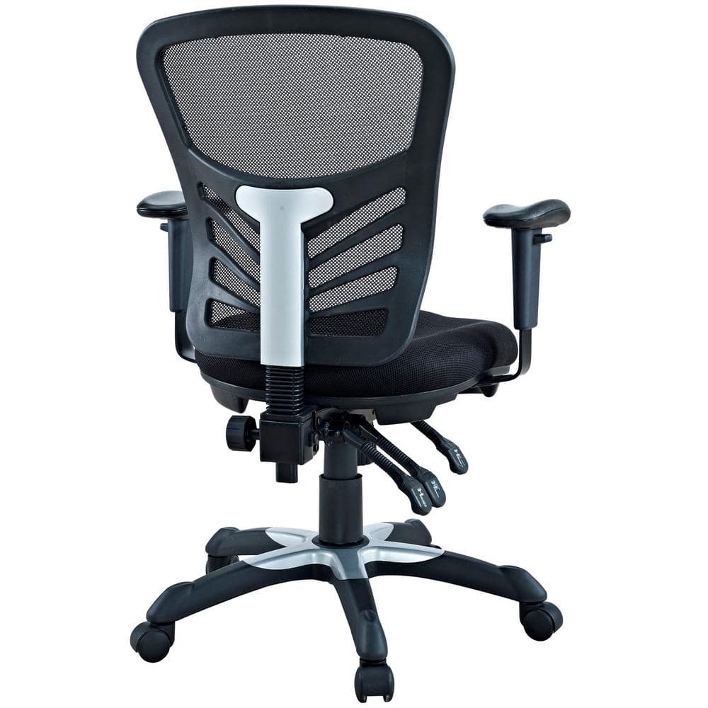 Black Mesh and Fabric Swivel Office Chair with Adjustable Arms