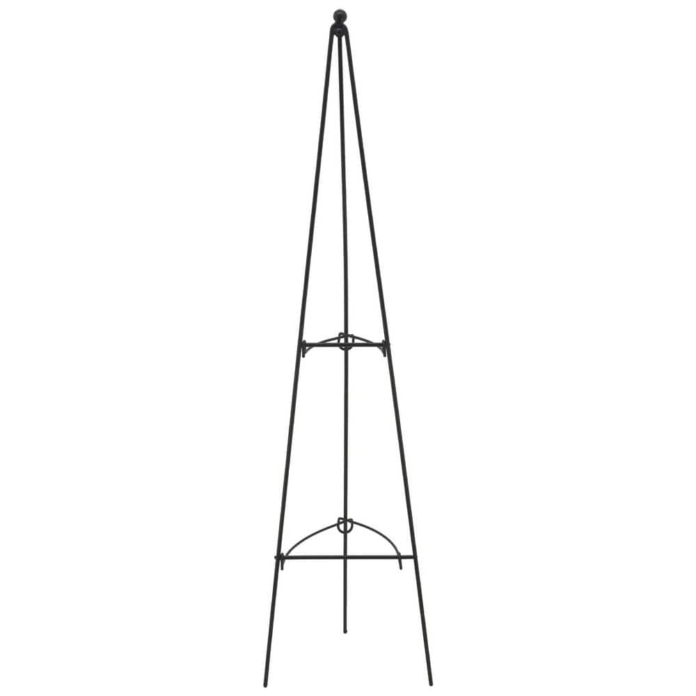 Arcadia Garden Products 3 ft. Folding Obelisk Black Metal Folding