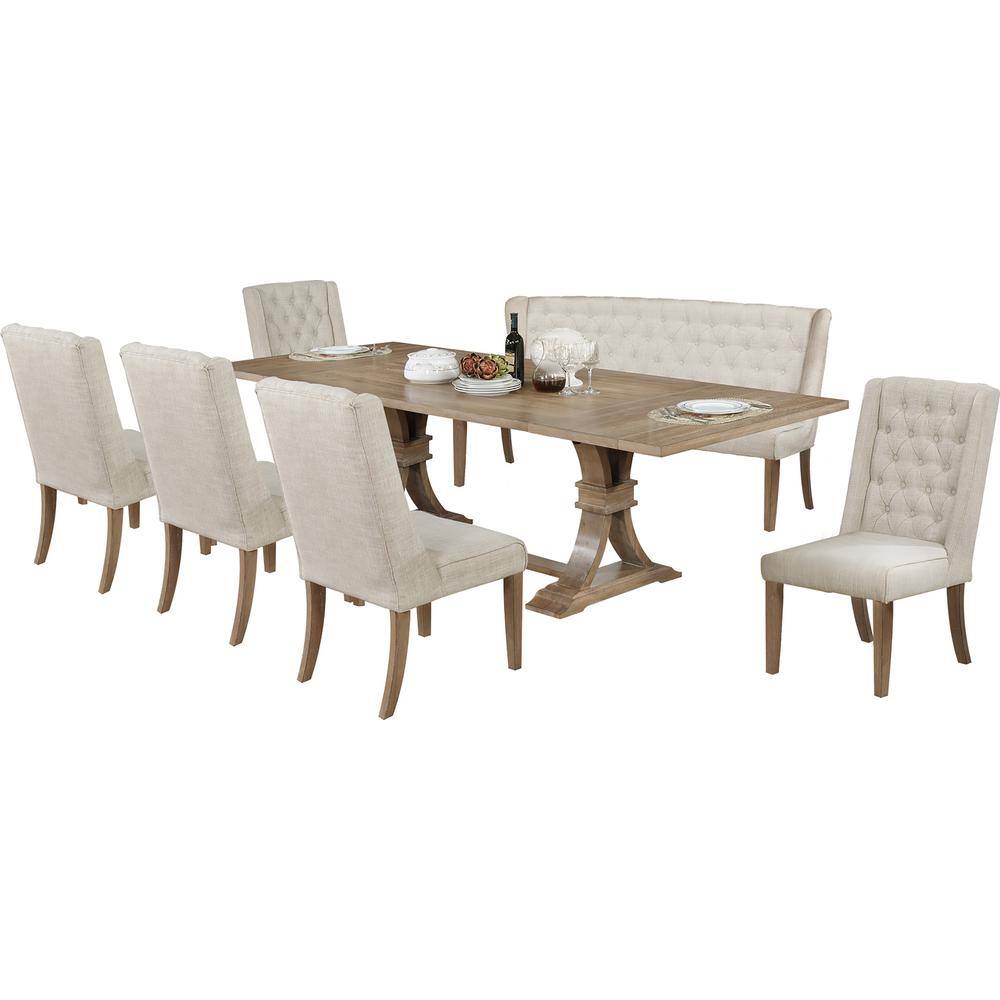 Best Quality Furniture Maribel 7Piece Rectangular Wood Dining Table