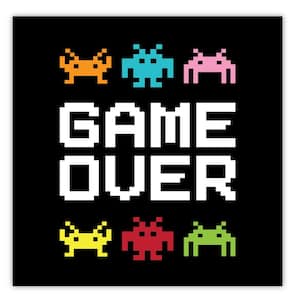 GAME OVER Gallery-Wrapped Canvas Wall Art Unframed Abstract Art Print 16 in. x 16 in.