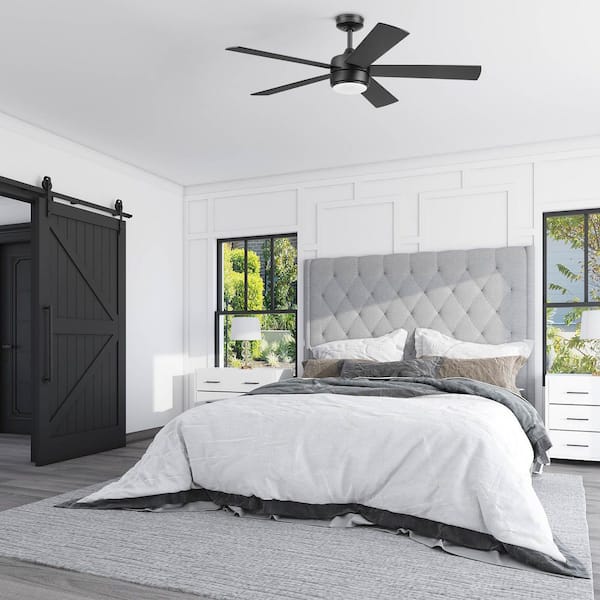 Schilling 52 in. Indoor Matte Black Standard Ceiling Fan with Color Changing LED, Remote Control and Dual Finish Blades