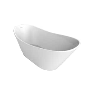 Marilyn 71 in. Acrylic Slipper Flatbottom Non-Whirlpool Bathtub in White with Integral Drain in Brushed Nickel