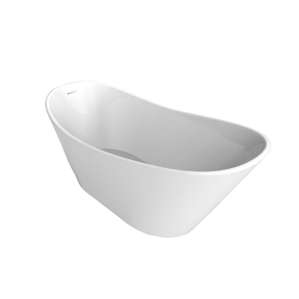 Marilyn 71 in. Acrylic Slipper Flatbottom Non-Whirlpool Bathtub in White with Integral Drain in White price history on PriceWatchPro