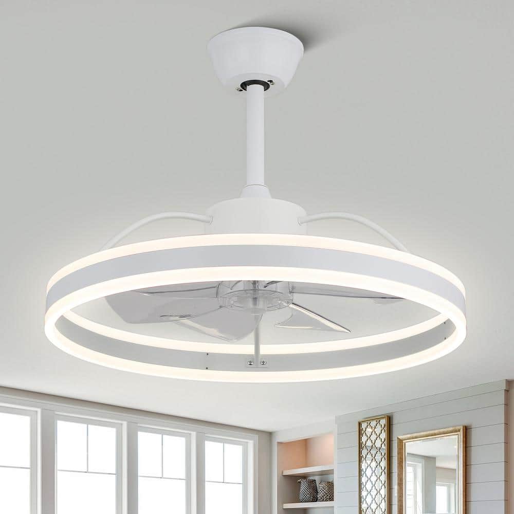 Modern 24 in. Indoor White Smart LED Ceiling Fan with Dimmable Lights and Remote, 6-Speed Reversible Ceiling Fan