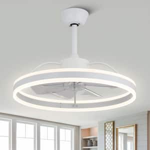 24 in. Smart Indoor White Low Profile Standard Ceiling Fan with Integrated LED and Remote