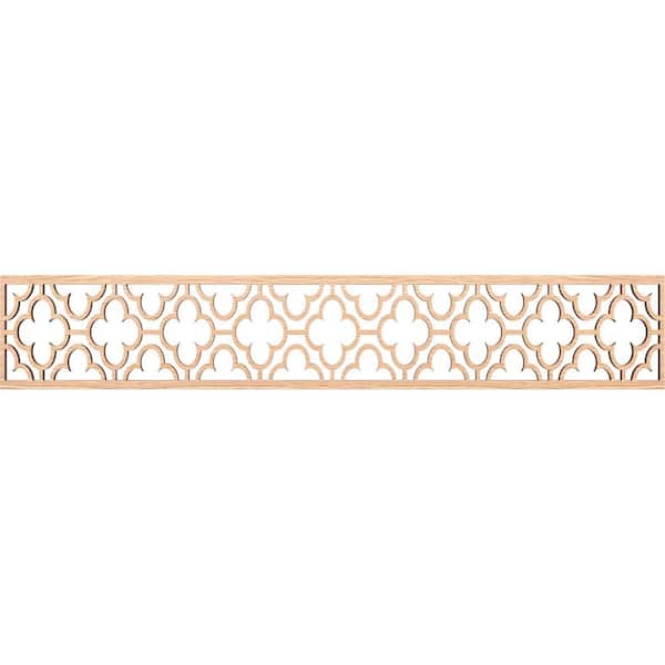 Ekena Millwork Chicago Fretwork 0.375 in. D x 46.625 in. W x 8 in. L Red Oak Wood Panel Moulding