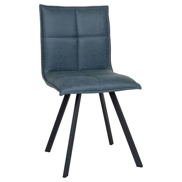 Leisuremod Wesley Peacock Blue Faux Leather Dining Chair