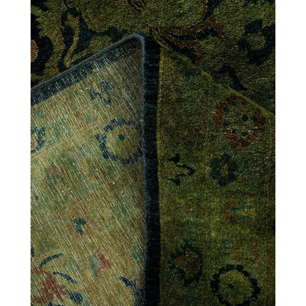 Shaye Hand-Knotted Black and Green Wool Area Rug