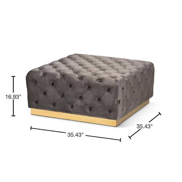 Baxton Studio Verene Grey and Gold Ottoman 163 10571 HD The Home