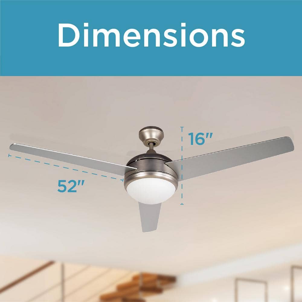 52-Inch Brushed Nickel Ceiling Fan with Light and Remote