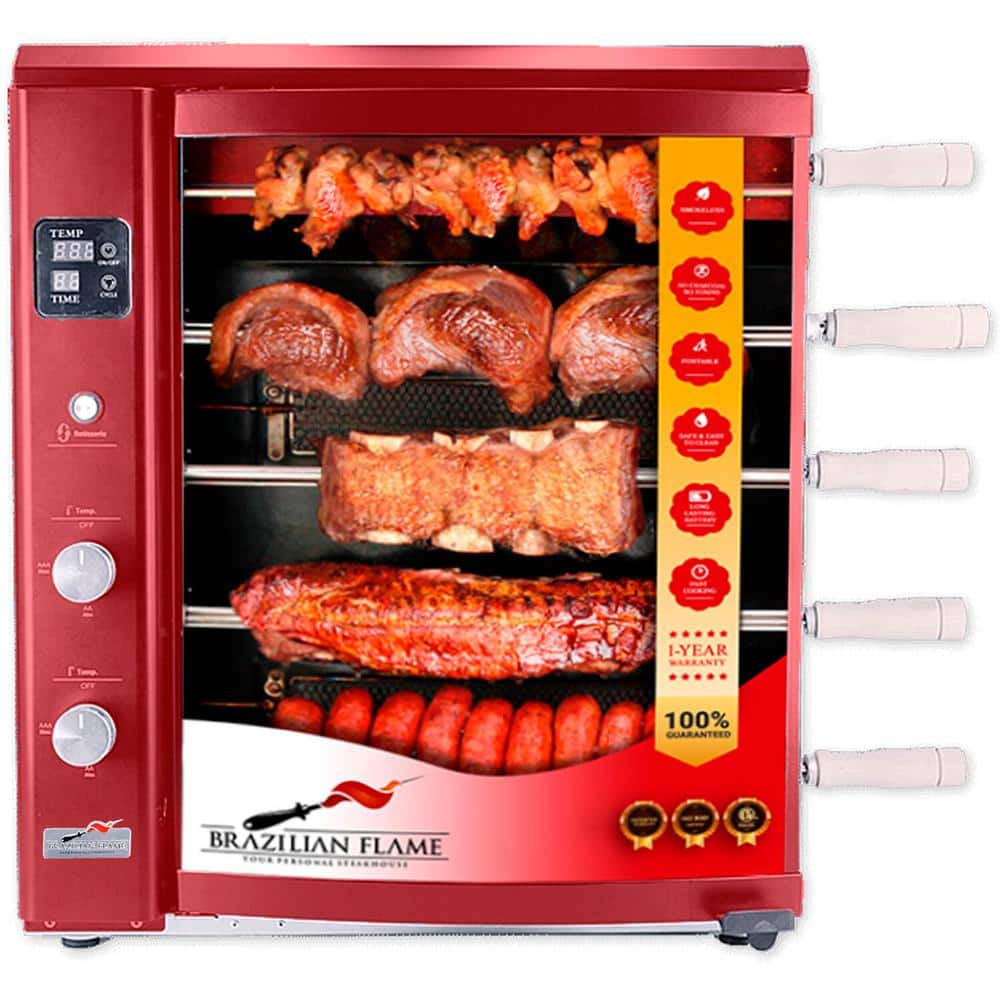 Portable Propane Gas Rotisserie Grill in Red