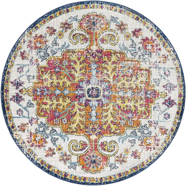Livabliss Demeter Ivory 6 ft. Round Indoor Area Rug