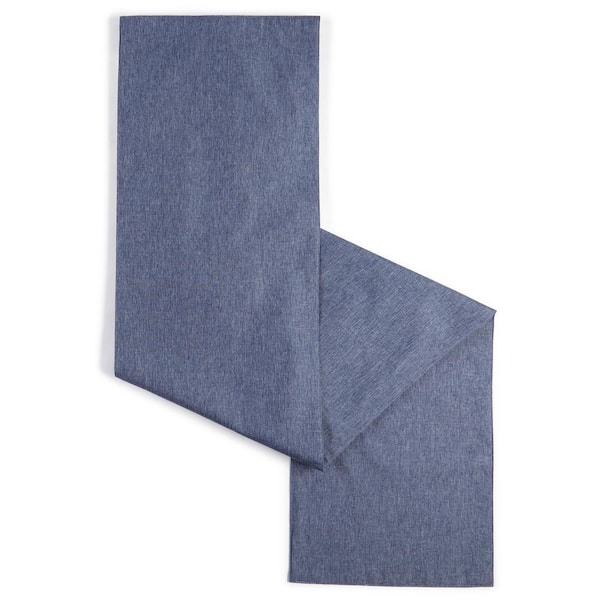 Somers 15 in. W x 72 in. L Denim Blue Solid Polyester Table Runner