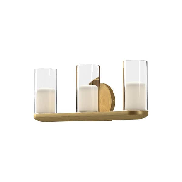 KUZCO Birch 19-in 1 Light 25-Watt Brushed Gold/Clear Integrated LED Vanity Light