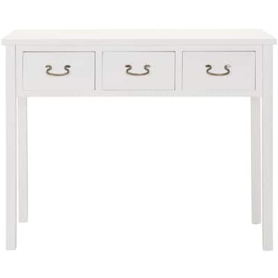 Cindy 40 in. White Standard Rectangle Wood Console Table with Drawers