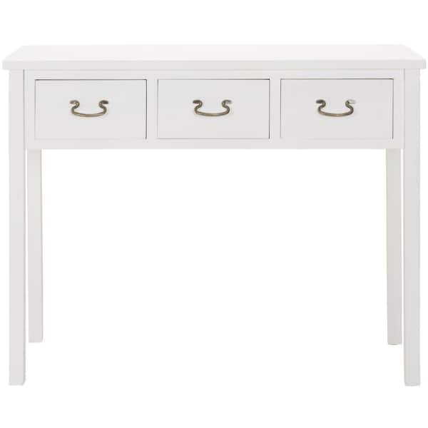 SAFAVIEH Cindy 40 in. 3-Drawer White Wood Console Table AMH6568C - The ...