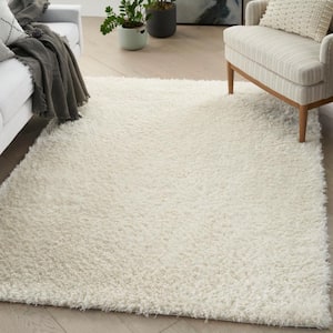 Lush Shag Ivory 8 ft. x 10 ft. Abstract Plush Contemporary Area Rug