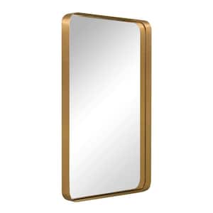 36 in. W x 2 in. H Rectangular Deep Metal Frame Gold Hanging Wall Mirror