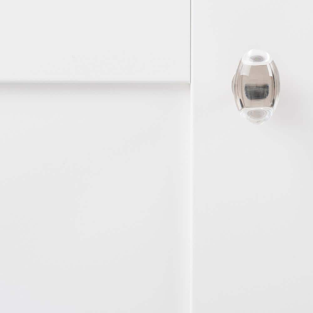 Satin Nickel Round Glass Cabinet Knob with Mounting Hardware
