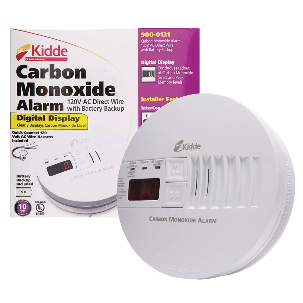 Kidde Firex Hardwired Carbon Monoxide Detector with 9-Volt Battery ...