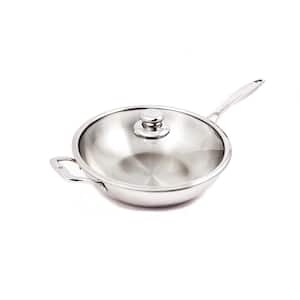 wiss Diamond Stainless Steel 7.9qt 12.5 in. Wok Premium Clad Induction Sauce Pan, Includes Lid