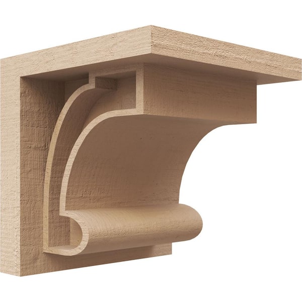 Ekena Millwork 4 in. x 4 in. x 4 in. Series 1 Wide Alma Rough Cedar Woodgrain Timberthane Polyurethane Corbel, Primed Tan