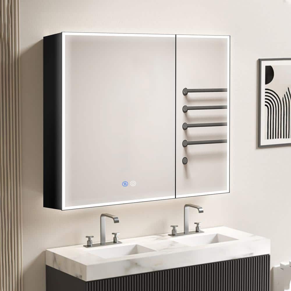 30 in. W x 30 in. H Rectangular Black Aluminum Surface Mount Double Doors B