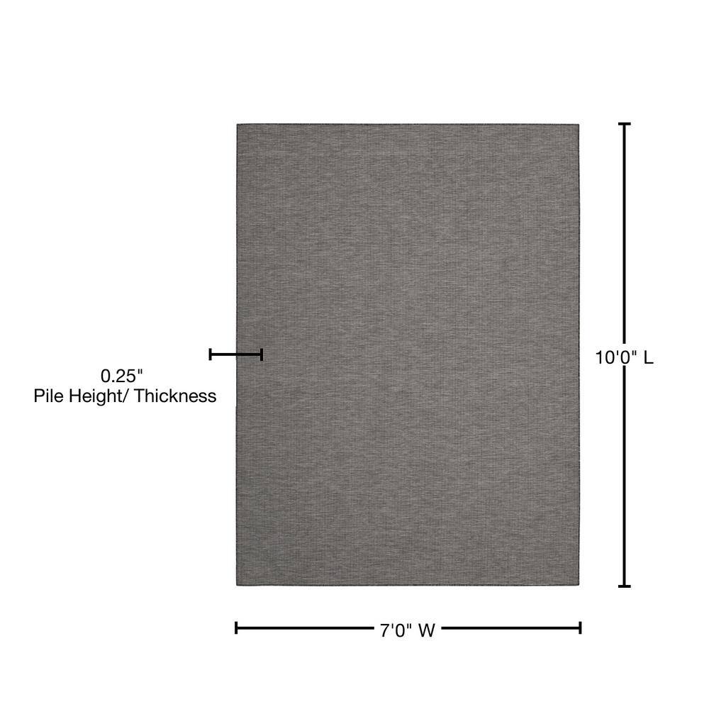 Charcoal Rectangular 7' x 10' Easy-Care Synthetic Area Rug