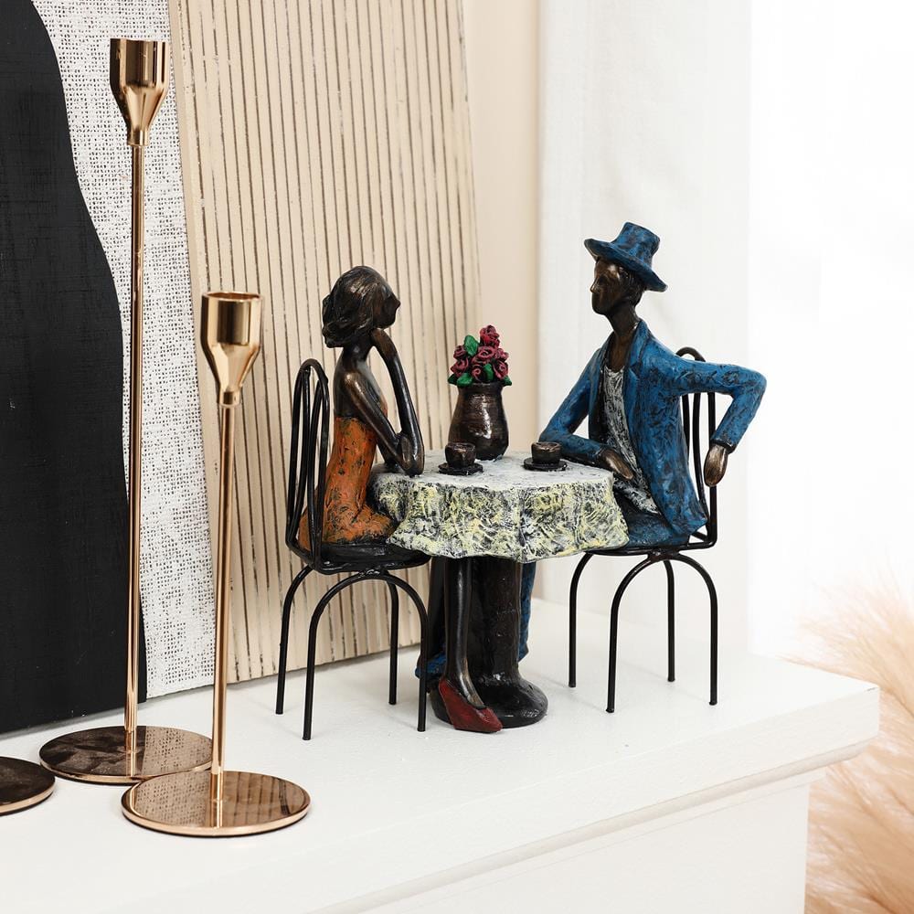 Romantic Couple Date Night Resin Figurine with Table