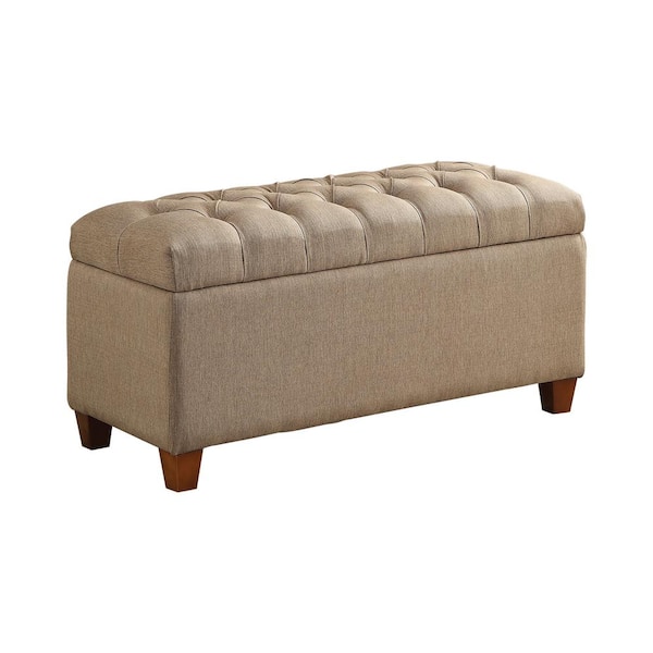 Coaster Home Furnishings Taupe Storage Bench with Tufted Seat 18 in. x 38 in. x 18 in.