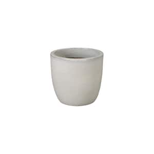 12 in. L x 11 in. H White Ceramic Round Planter with High-Fire Treatment