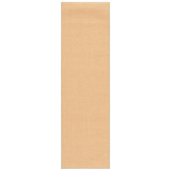 Martha Stewart Natural/Green 2 ft. x 8 ft. Basket Marle Runner Rug