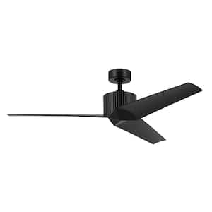 Almere 56 in. Indoor Satin Black Downrod Mount Ceiling Fan with Wall Control Included for Bedrooms or Living Rooms